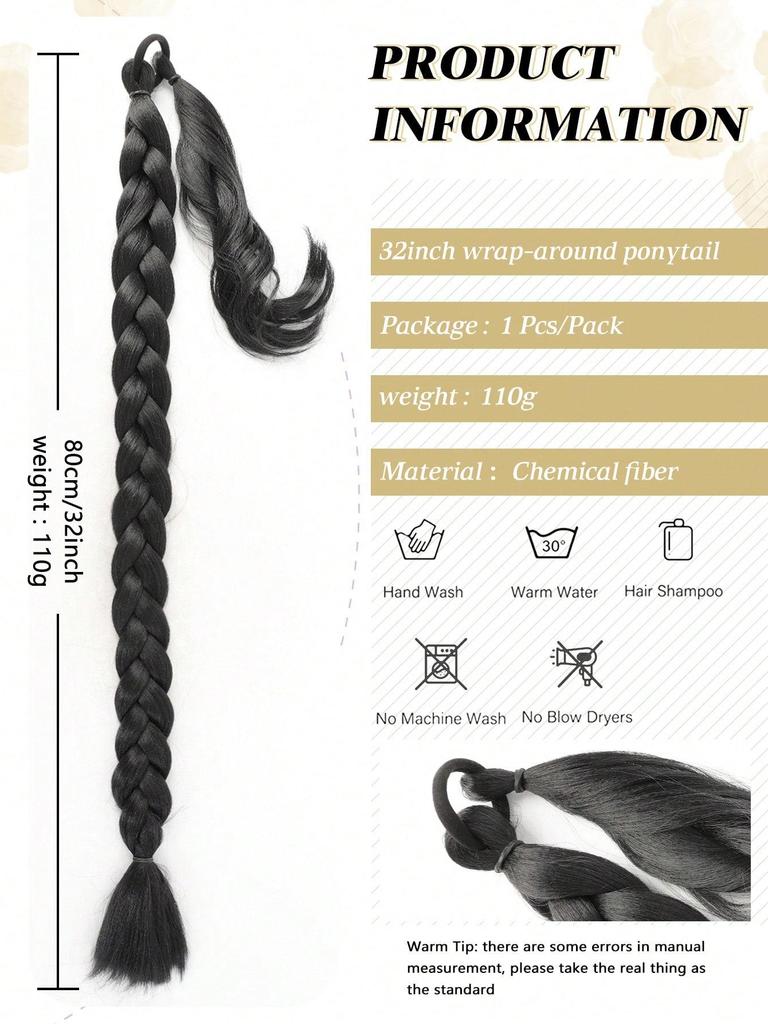Long  Ponytail Extension With Hair Tie Straight Wrap Around Hair Extensions Ponytail Natural Soft Synthetic Hair Piece For Women Daily Wear