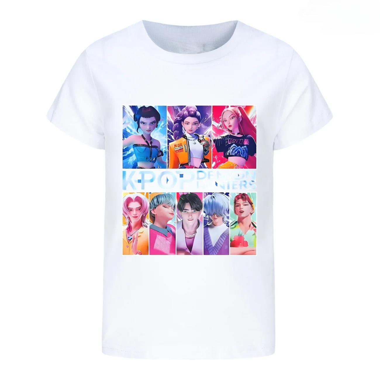 

KPop Demon Hunters Children s Clothing Fashion Cartoon T-shirt Funny Short Sleeve Y2K Tops Boys Girls Manga T-shirt 100