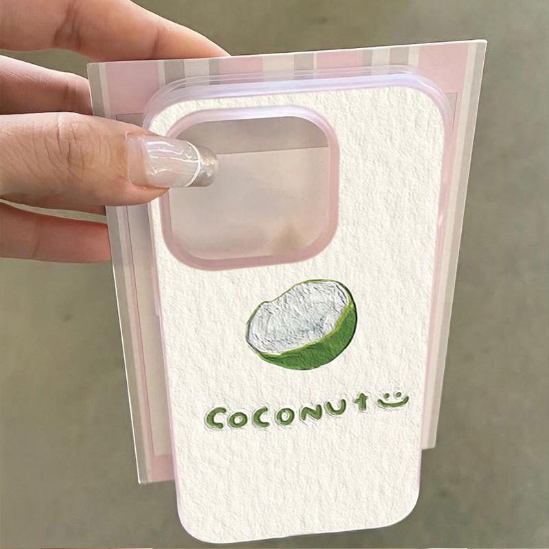 

Oil painting green coconut for iphone16 apple 15promax mobile phone case matte apple 6