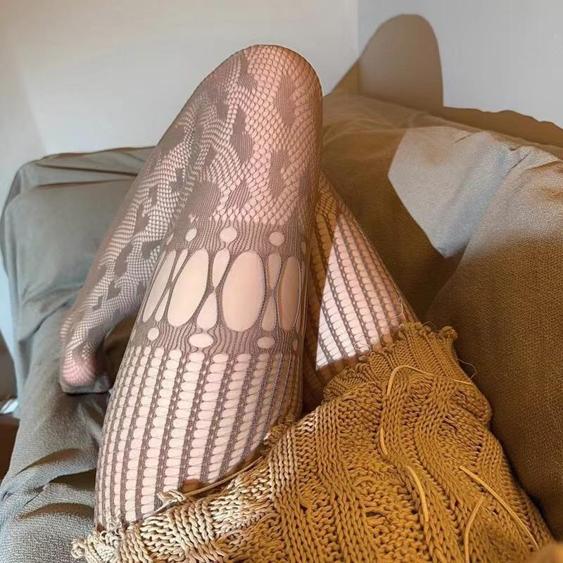 Sexy AB nohy Punčochy Lolita Asymetrické Černé Punčochové kalhoty Y2K Ženy Tenké Tenké Snadno Roztrhat Ženské Legíny Dlouhé Ponožky