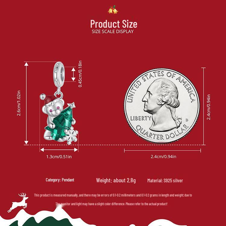 Yinziyun Weihnachtsbär Halskette für Damen, Leichter Luxus s925 Sterlingsilber Glücksbringer Schlüsselbeinkette
