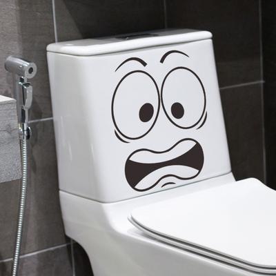 Scared Expression Toilet Sticker Waterproof Removable Self-adhesive PVC Living Room Bathroom Wall Art Cartoon Expression Toilet Seat Lid Decoration