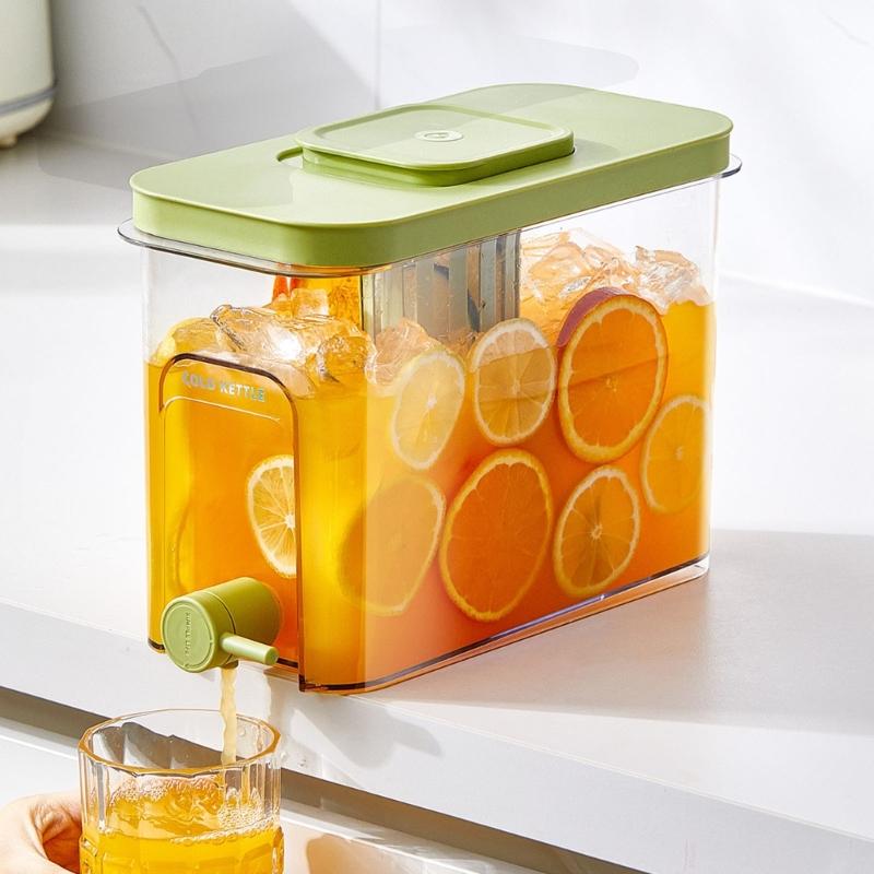 Contenitore Trasparente per Bevande da 4L per Uso Alimentare A prova di Perdite Design con Rubinetto Erogatore di Bevande Estivo per Interni Esterni
