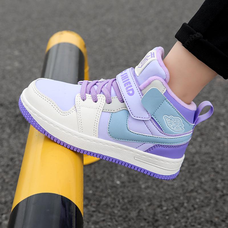 Dámské zimní vysoké sportovní boty 2025, podšité sametem pro teplo, dvouvrstvá bavlna, pro střední a starší děti.