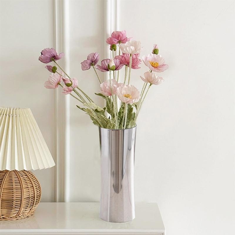 Stainless Steel Flower Vase Polished Flower Holders Modern Elegant Homes Decoration, Durability Table Centerpieces