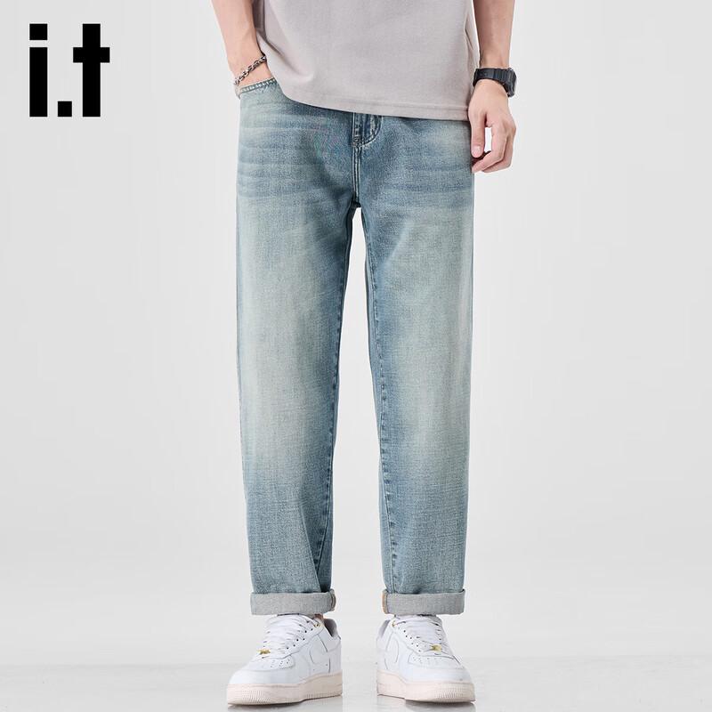 izzue it Men's Tencel Lyocell Washed Straight-Leg Jeans