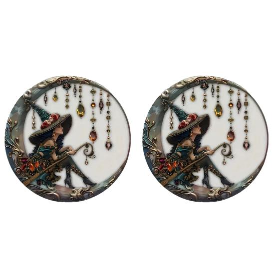 2Pcs Halloween Sun Catcher 2D Acrylic Witch Hat Hanging Ornament