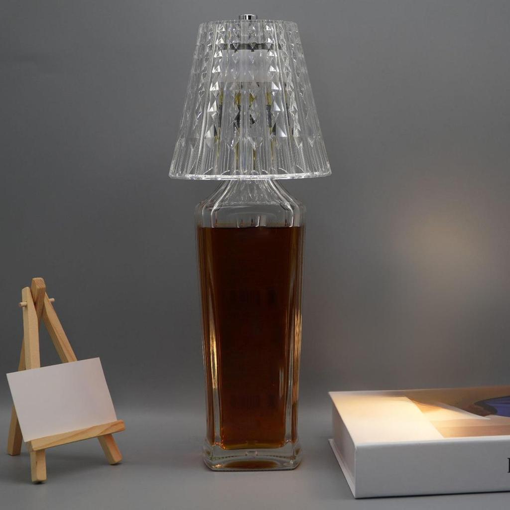 Wireless Bottle Lamp 3-Color Touch Dimming Cordless Lampshade Rechargeable Wine Bottle Lights for Bedroom Living Room Kitchen