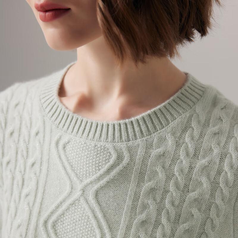 Women's Round Neck Cashmere Cable Knit Sweater