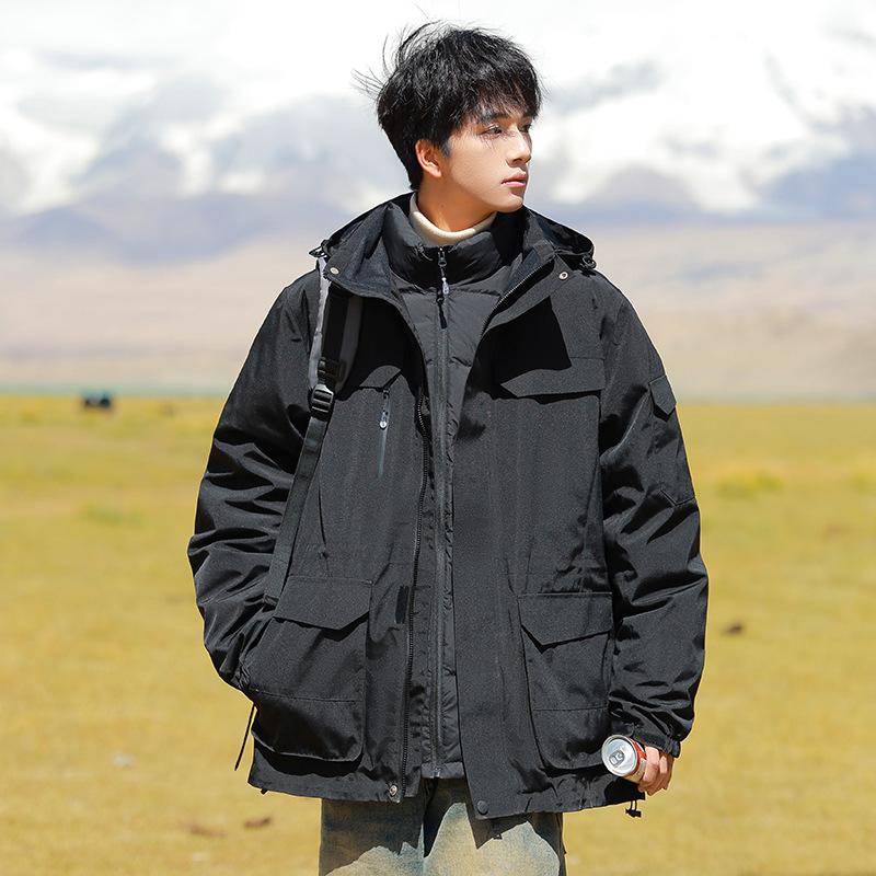 Down Jacket Men's Winter New Detachable Jacket White Duck Down Thickened Warm Loose Jacket Jacket for Men