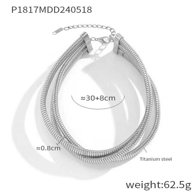 

Punk style jewelry geometric goose throat sense of design multi-layered wind titanium steel gold-plated necklace