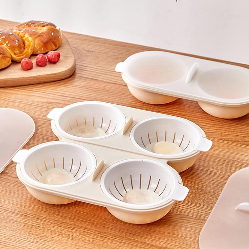 Microwave Eggs Poacher,Double-Cup Egg Boiler,Kitchen Gadget,  Spring Egg Mold,Cooking Tools,Clear Water Lotus Egg Maker