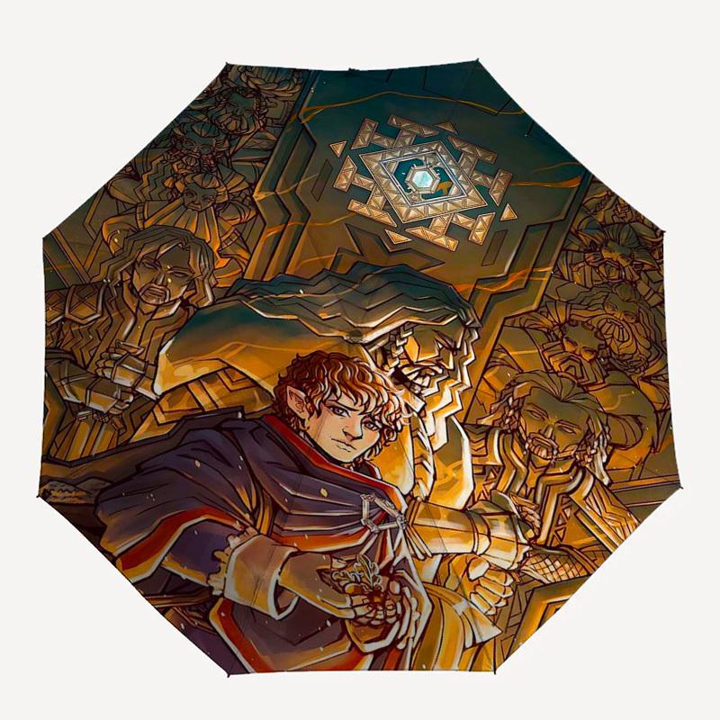 1pc Outdoor Umbrella with Lord of the Rings Characters, Automatic Opening/Closing, Portable 3-Fold Design, 8-Rib Iron Frame - Perfect Gift for Fa