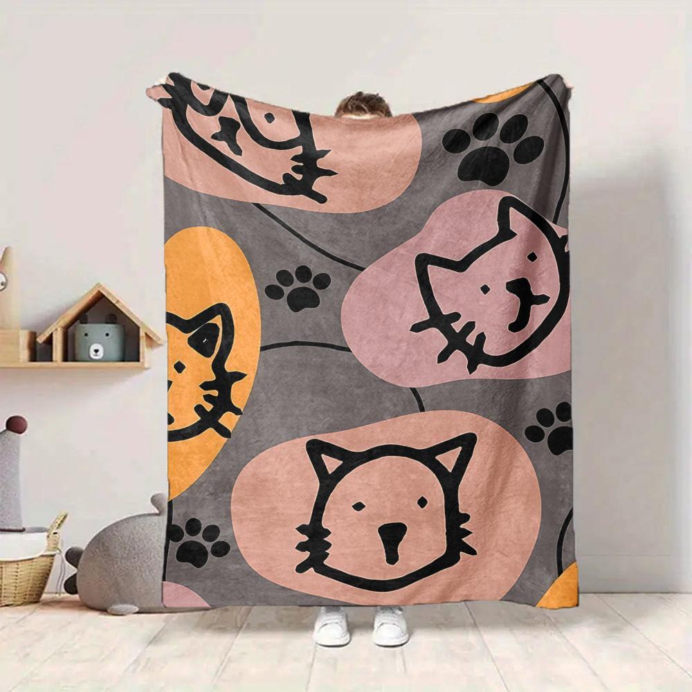 1pc Cat Faces Blanket Warm, Cozy, And Soft, Suitable for Sofas, Beds, Cars, And Office Use.Perfect for Camping And Travel, Making It a Great Gift for