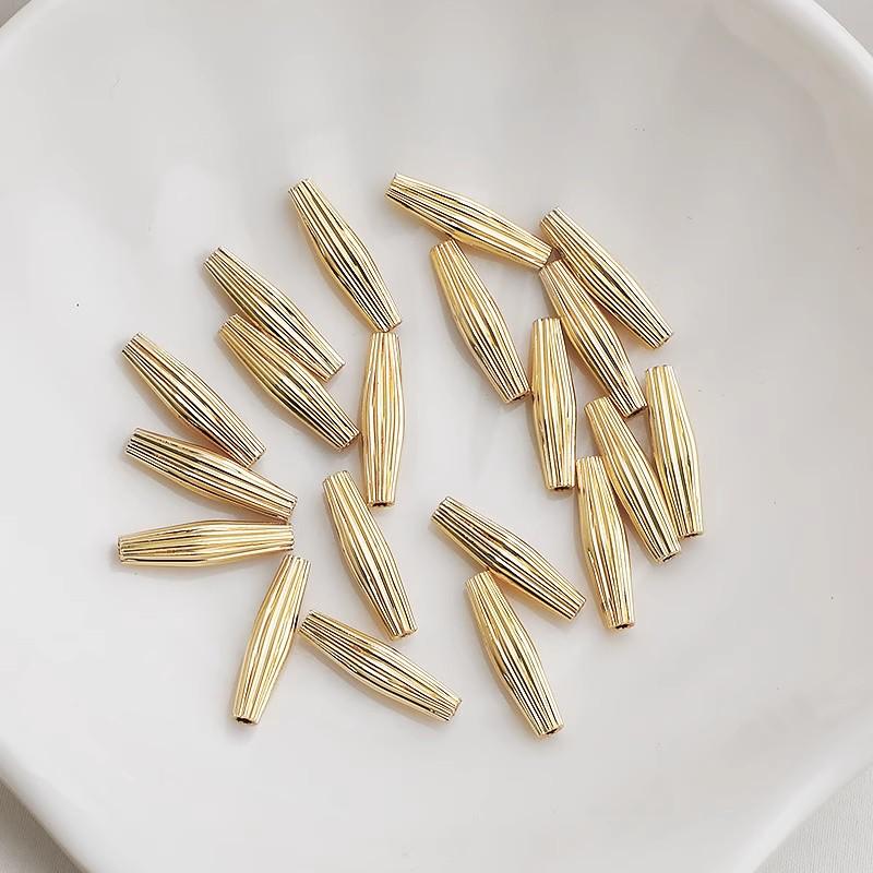 14K Gold Filled Striped Tube Beads for DIY Jewelry Necklace Bracelet Making