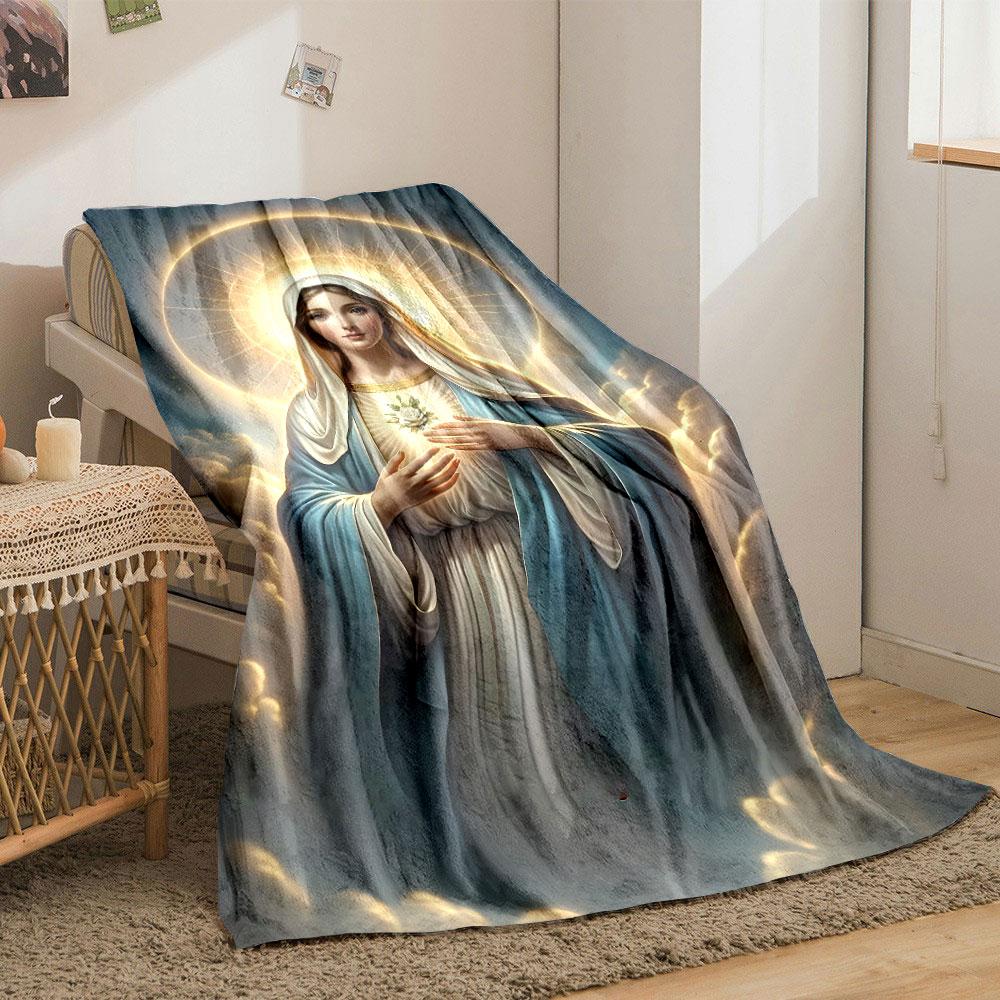 Sacred Heart Halo Clouds Printed Blanket for Living Room Bed Couch lunch break Soft Cozy Blanket for Friend's festival Gift