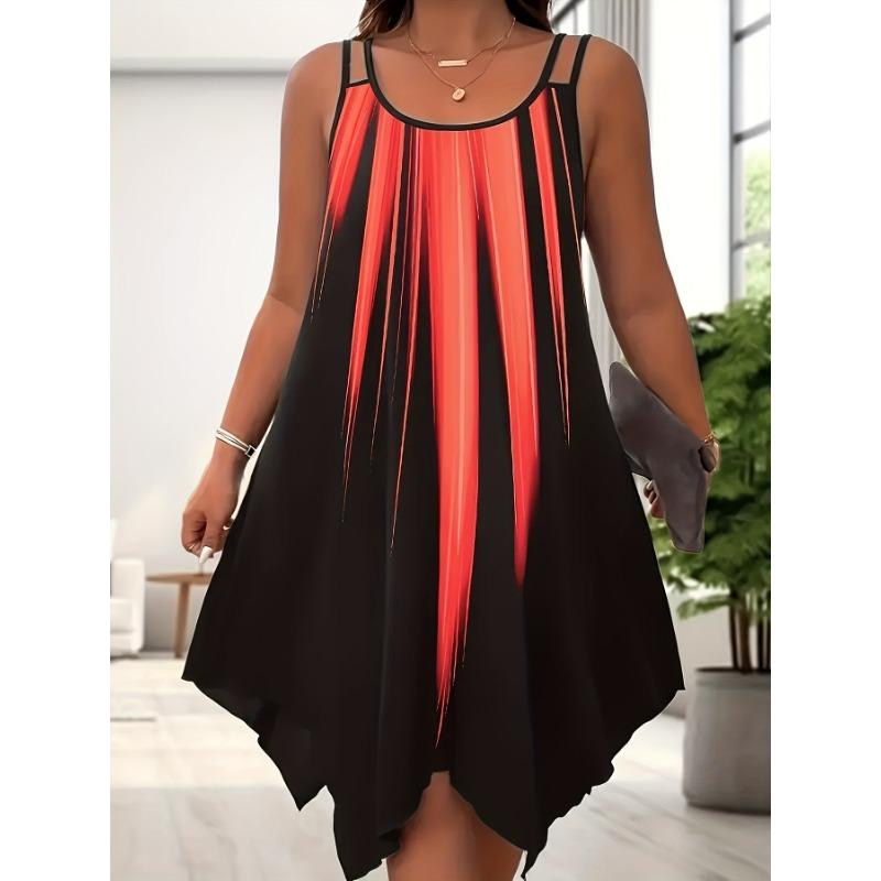 Elegant Gradient Dress - Sleeveless Machine Washable, Spaghetti Strap Slip Dress, Plus Size Clothing L