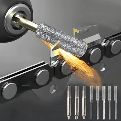 1 PCS Diamond Coated Cylindrical Burr 4.4/4.5/4.8mm Chainsaw Sharpener Stone File Chain Saw Sharpening Carving Grinding Tools