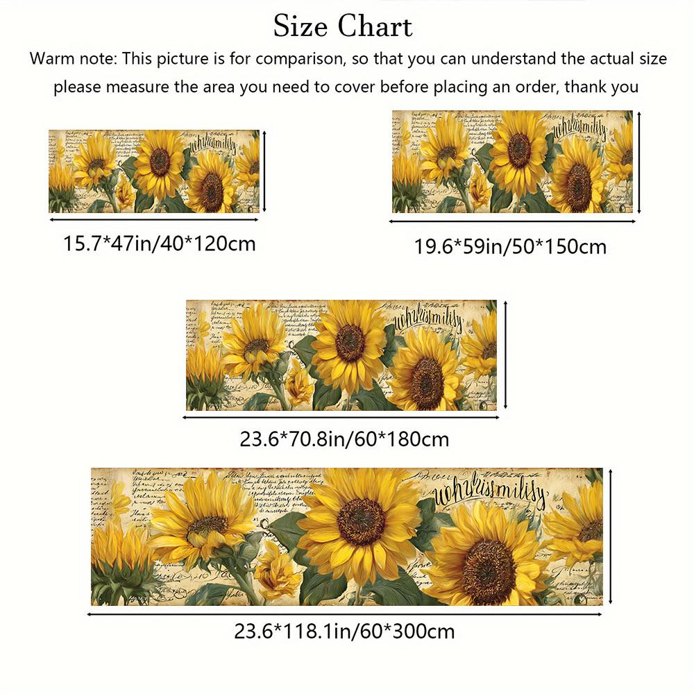 1Pcs Blooming Sunflowers Slogan 'Wohlgefhlt' Non-Slip Washable Area Rug Runner for Entryway, Living Room, Bedroom & Patio