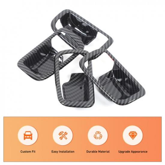 ABS Carbon Fiber Inner Door Handle Bowl Trim For Mitsubishi Outlander 13-21