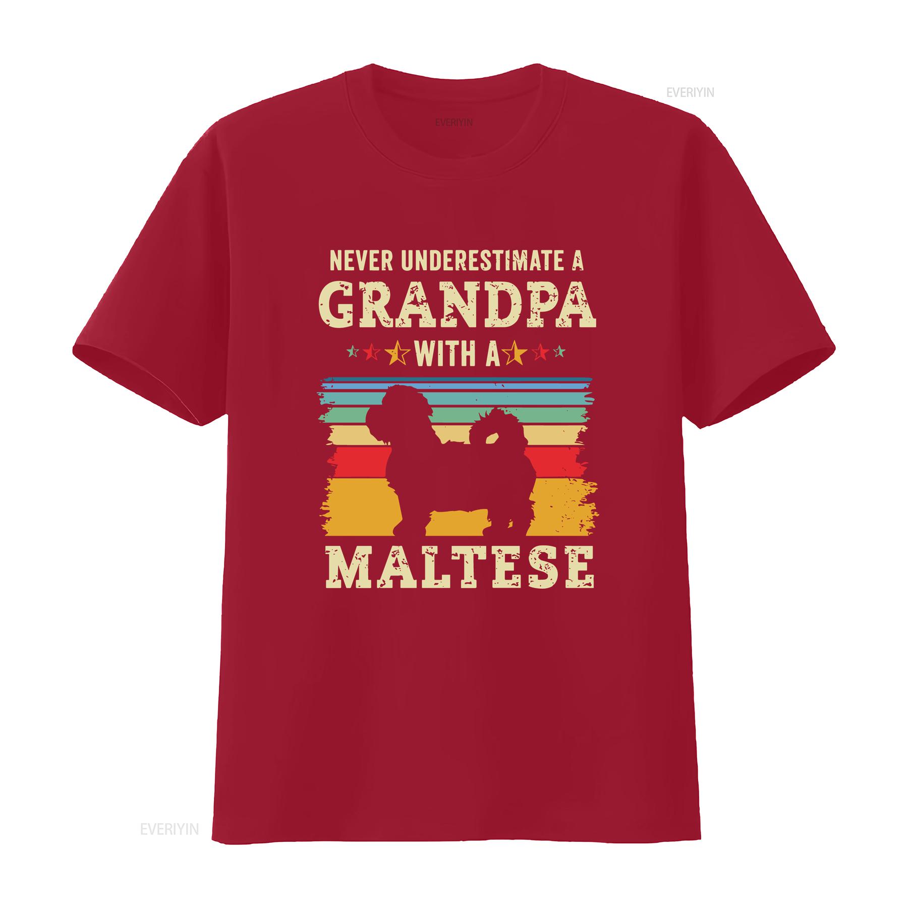 

Grandpa T Shirt Maltese Dog Owner Lover vintage Washed Stylish Versatile Slightly Breathable Unisex designer clothes fashion S