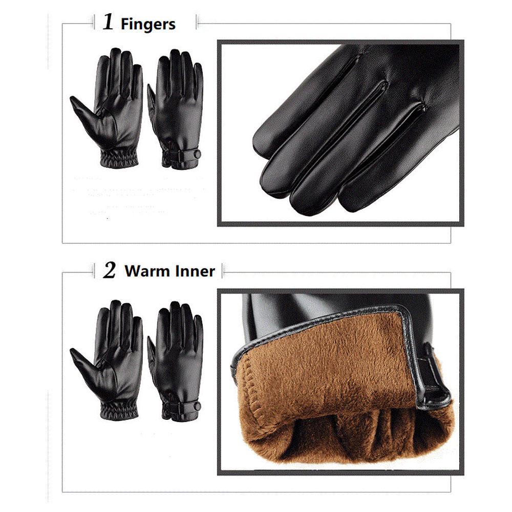 1 Pair Wrist Support Men Full Palm Touch Screen Texting Gloves Warm Lined Thick Winter Gloves