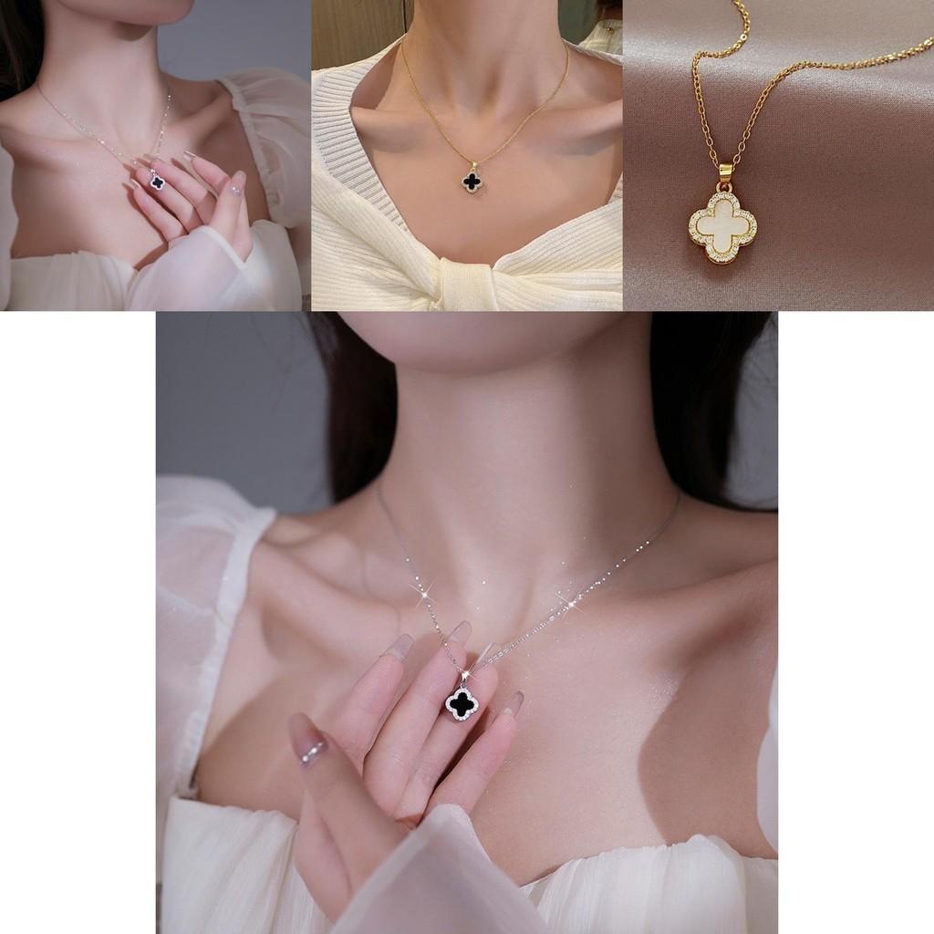 Fashionable Four-leaf Clover Sweater Chain For Women Alloy Material Geometric Design