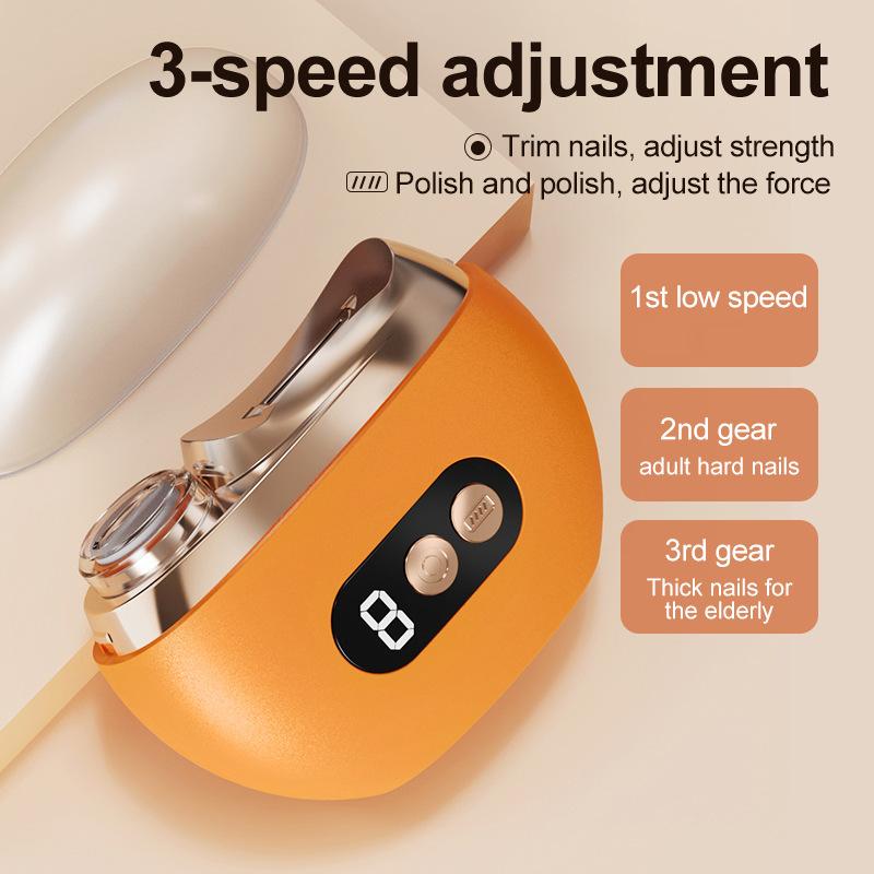 Electric Nail Clipper Automatic Nail Trimmer Rechargeable Portable Manicure Tool with Nail File Grinder for Home