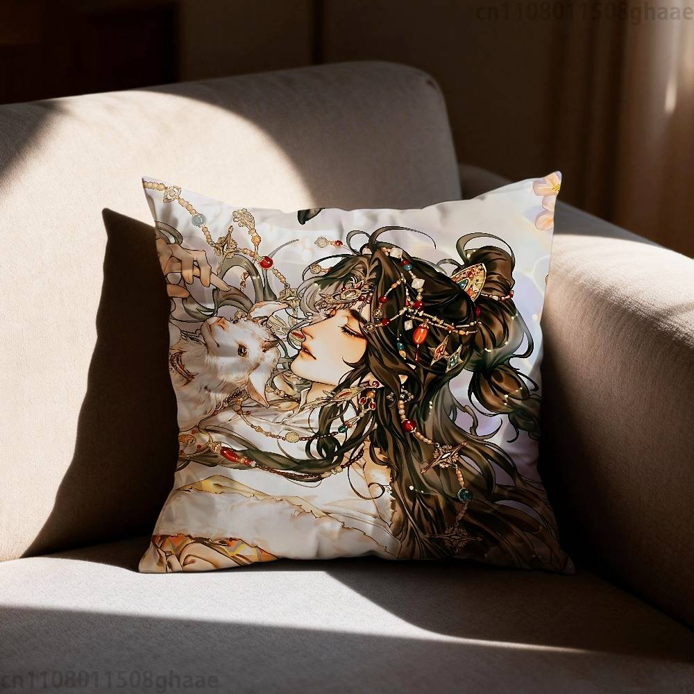 Heaven Officials Blessing  Pillow Case Square DoubleSided Printing Short Plush Sofa Cushion Cover Bedroom Bedside Pillow