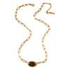 Minimalist Collarbone Chain Featuring Genuine Tigers Eye Crystal Lightweight Design Suitable For Sensitive Skin Wear
