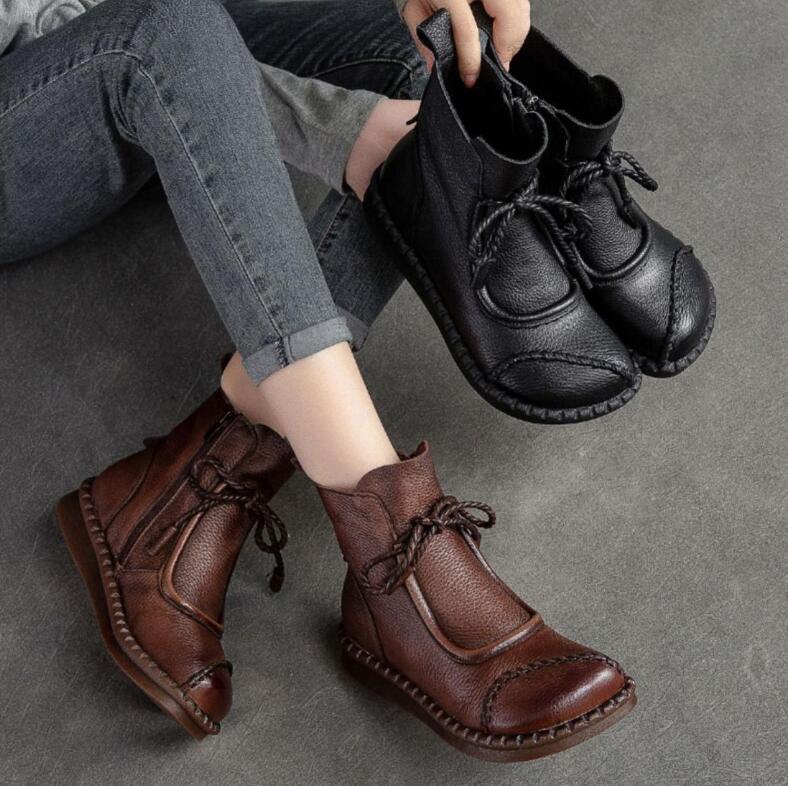 Women's Boots Spring Autumn Retro Non-Slip Soft Bottom Flat Shoes Comfortable Soft Flat Shoes Women Ankle Boots