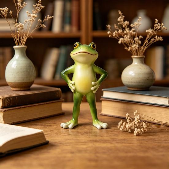 Garden Frog Ornament Small Waterproof Sitting Frog Resin Frog Sculpture Figurine Cute Standing