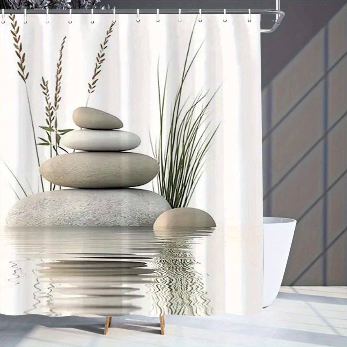 

Zen Stone Shower Curtain Water Reflection Nature Art Minimalist Design Bathroom Decor Waterproof Printed Bath Curtain Home 90x180CM