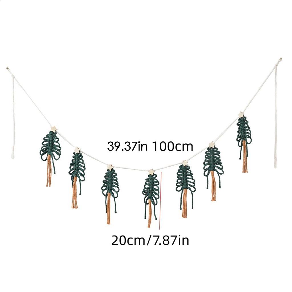 Boho Christmas Decor Macrame Christmas Decor Cotton Rope Handmade Wreath Tapestry For Living Room Doorway Bedroom Entryway Porch