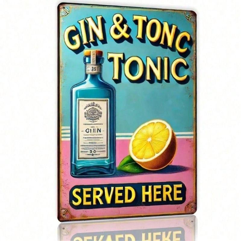 

Metal Poster Gin Tonic Wall Art, Bar Pub Garage Decor