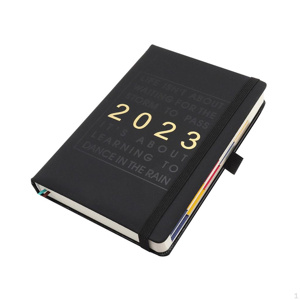 Organizer Notebook, Weekly and Monthly Planner, Faux Leather Cover, Pen Holder, 3”x7”