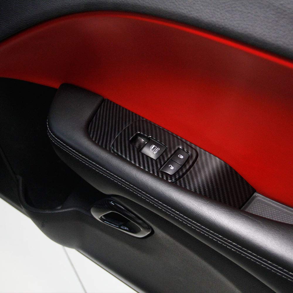 Fit for Challenger Interior Door armrest Power Window Switch Panel Carbon Fiber Accessories for Dodge Challenger 2015 up