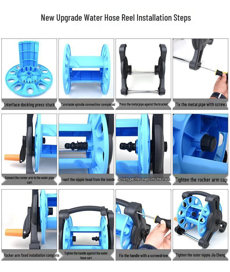 Car Wash Hose Reel & Storage Rack with 25-30 Meter Water Gun for 4 & 6-point Pipes