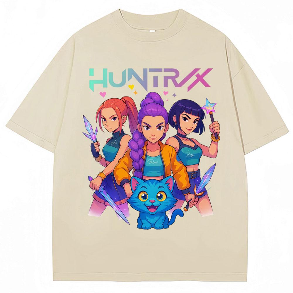 Kpop Anime Demon Hunters Huntrix Derpy Tiger Tshirt Men Women Aesthetic Vintage T Shirts Oversized Cotton Classic Street T-shirt