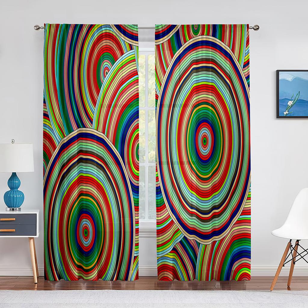 Geometry Koła Drukowana Woalowa Zasłona Paskowa Sztuka Linii Szyfonowa Tiulowa Zasłona Okienna Salon Sypialnia Kuchnia Draperia Dekoracja Domu