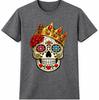 Sugar Skull Crown T-Shirt Day Of The Dead Gothic Floral Tattoo Graphic Tee