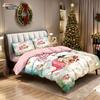 3pcs Merry Christmas Pink Santa Claus Printed Chipless Bedding Set Multi Size Bedroom Bedding Decoration Machine Washable