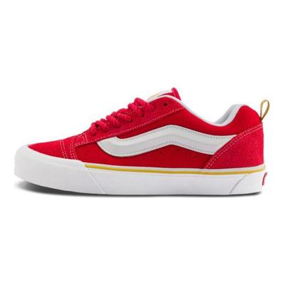 Knu Skool Slijtvaste Lage Skateboard Schoenen Unisex Rode Witte Sneakers VN000CS0JV6