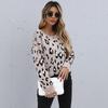 Vintage Fashion Elegant Casual Autumn and Winter Women's Loose Leopard Print Long-sleeved Sweater Women