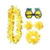 Hawaiian Party Decor Set 4PCS Flower Lei Pineapple Glasses for Tropical Theme