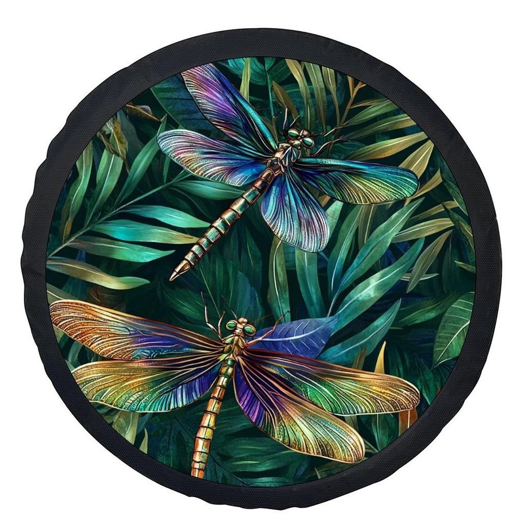 1pc Dragonfly In Jungle Themed Tire Cover Wheel Cover, Trendy Universal Wheel Cover Tire Cover Wheel Protection Cover, Suitable
