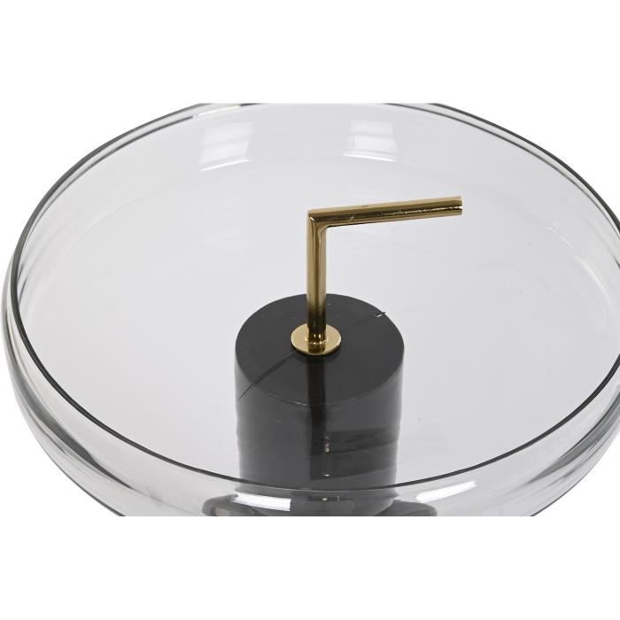 Table D'appoint - Verre Noir Transparent - Fer Laqué - 41x41x57cm