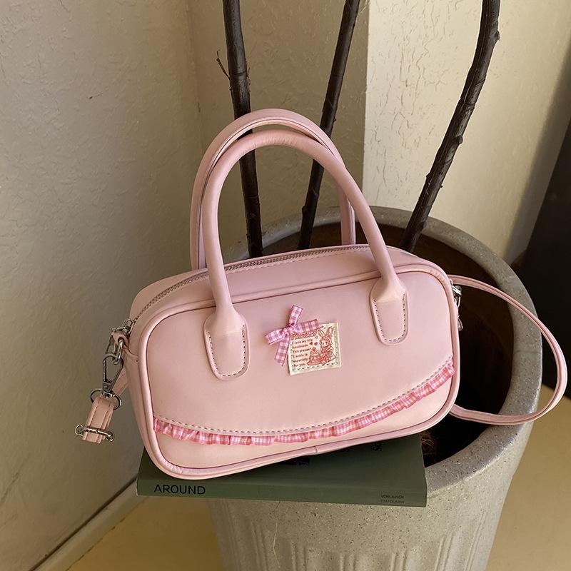 Korean ins hand-held bowling bag women's 2025 spring new fashion shoulder oblique span bag high-end small square bag