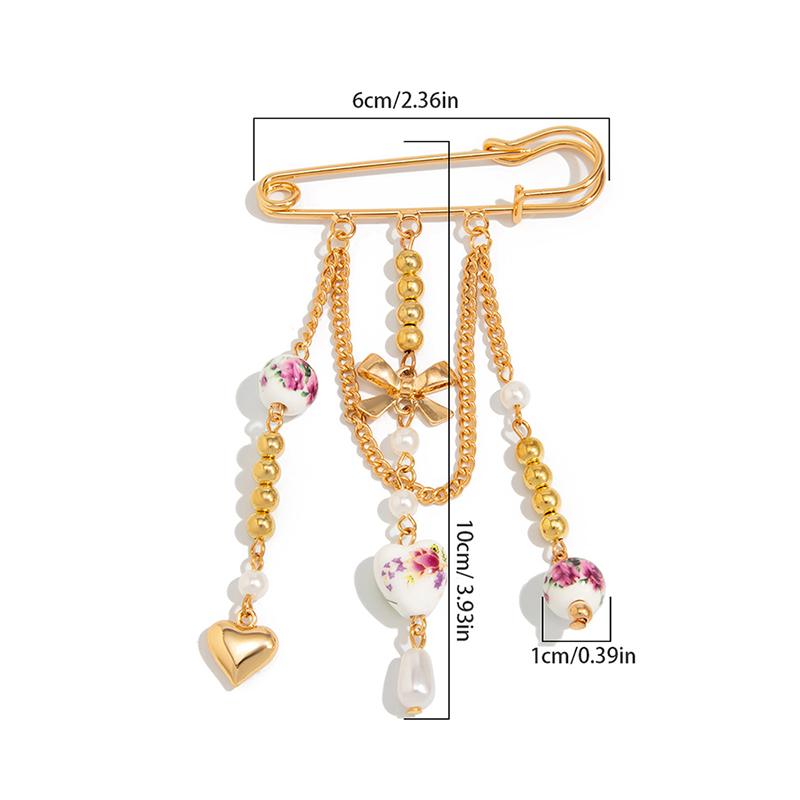 1 pièce Luxe discret Multi-fonctionnel Cadeaux Ensemble Alliage Gland Perlé Broche Gland Léger Boucle Fixe Exquise Élégance