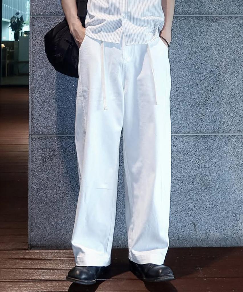 Nitied Outstring Curved Cotton Balloon Pants White